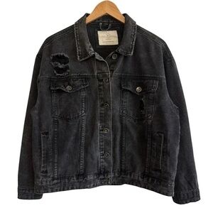 Vintage Washed Black Denim Jacket